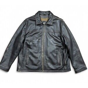 M Mens Leather Jacket XL Brown Full Zip Casual Coat